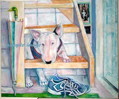 white bull terrier - a laidman dog print