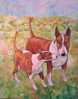 barbra & fletcher red bull terriers a laidman dog print