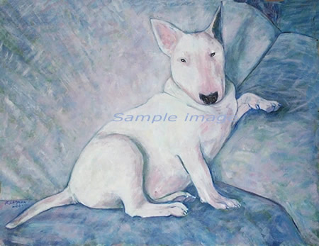 Toutsy Op De Rustbank - a Laidman Bull Terrier Dog Print