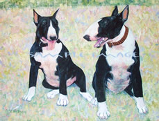 Yoda & Mike - 2 Dutch Bull Terriers - a Laidman Dog Print