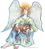 angel and greyhound - laidman dog art print